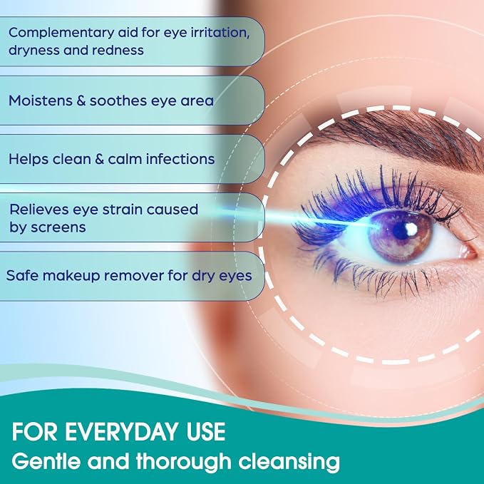 Dr. Fischer Tea Tree Eyelid Wipes - Gentle Eye Wipes for Everyday Eye Cleansing and Hypoallergenic Makeup Remover (60 Wipes)