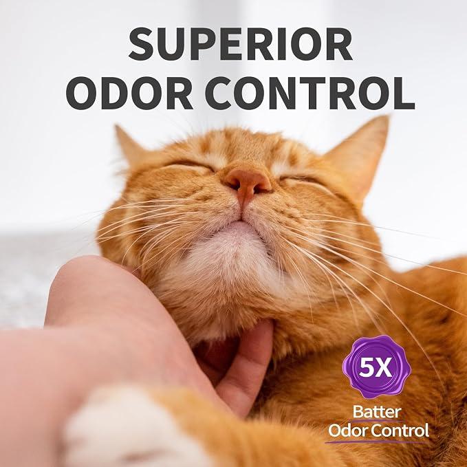 ABCPET Cat Litter Crystals No Clumping Odor Control Kitty Litter Non-Clumping No scooping Low Dust, Low Tracking, Dehydrates Waste Lavender - 25.8 lbs (6 x 4.3 lb Packs)