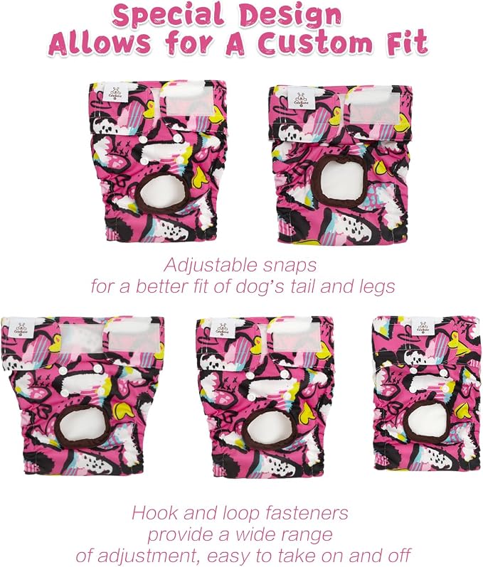 CuteBone Washable Female Dog Diapers 4 Pack Reusable Doggie Heat Diapers for Period FMG12S