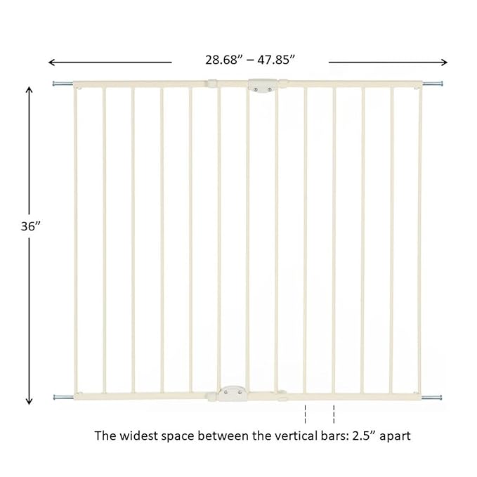 Toddleroo by North States - Tall Easy Swing & Lock Baby Gate Series 2: Hardware Mounted Metal Safety Gate for Stairs & Doorways - Adjustable 28.68 to 47.85 Inches Wide - 36 Inches Tall - Ivory