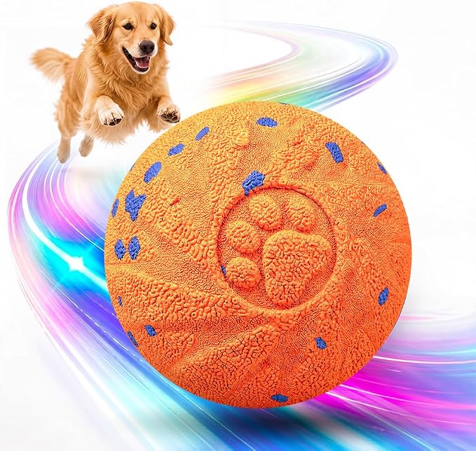 Smart Interactive Dog Toy Ball, 3 Automatic Bouncy Modes, Durable E-TPU Material for Chewing, Rechargeable and IPX7 Waterproof, Enrichment Toy for Medium and Large Dogs (Orange)