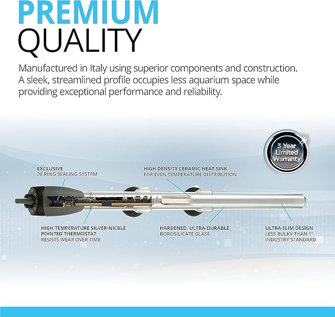 Fluval M 200-Watt Submersible Aquarium Heater – High-Performance, Compact Heating with Mirror Technology for Fresh & Saltwater Tanks