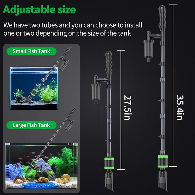 32W Electric Aquarium Vacuum Gravel Cleaner - Strong Suction, Automatic Water Change, Algae Remover, Sand Wash, Water Shower, Water Circulation & Timed Off (32W)