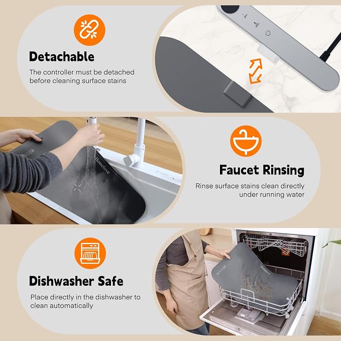 Homelove Warming Mat for Food - Electric Warming Tray with 6-Level Temperature and Hours Setting, Full Surface Graphene Heating, Waterproof Dishwasher-Friendly Food Warmer for Parties, Kitchen (Grey)