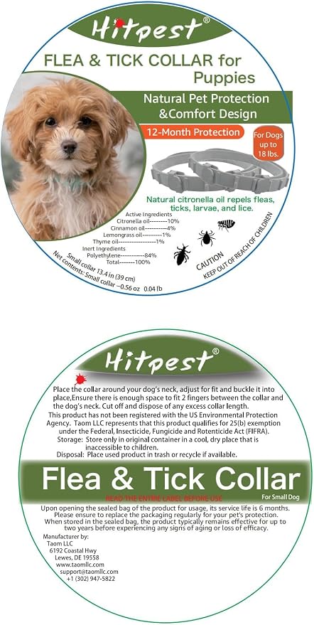 Flea and Tick Collar for Puppies - 12-Month Natural Protection - Safe & Effective Flea and Tick Prevention - Includes Flea Comb and Tweezers, 2-Pack