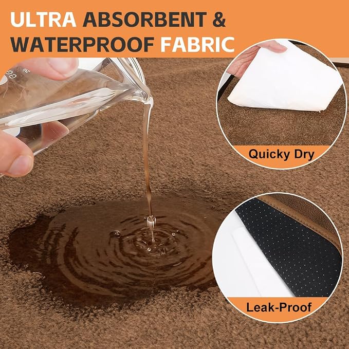 Washable Pee Pads for Dogs, Extra Large Reusable Dog Pee Pad, Waterproof Pet Mat, Dog Playpen Mats for Puppy Training Whelping Playpen Pads, Brown, 72x36 inch