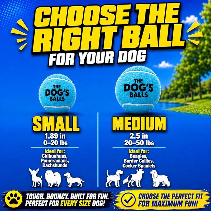 The Little Dog’s Balls Small Dog Tennis Balls 6-Pack Blue Floats in Water | Our fetch balls combine non-abrasive felt exterior and a thicker rubber core Durable Dog Toy for Outdoor Play & Training