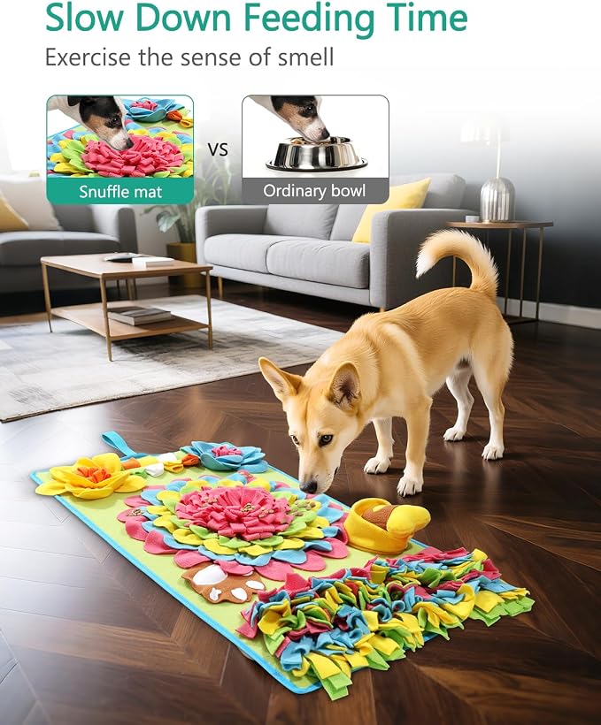 ORIA Snuffle Mat for Dogs, 30.7'' x 18.9'' Interactive Slow Feeder Mat for Mental Stimulation, Boredom & Anxiety Relief, Machine Washable Dog Puzzle Mat for Small Medium Large Dogs Puppies