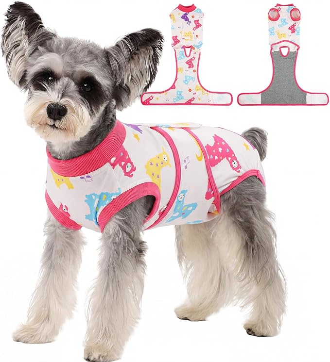 Kuoser Recovery Suit for Dogs After Surgery,Printed Dog Surgery Suit Female Male Spay Neuter,Anti-Licking Dog Onesie for Abdominal Wounds Skin Disease,Pet Surgical Recovery Bodysuit Cone Alternative,S
