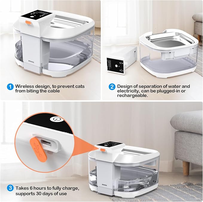 Cat Water Fountain LOXIBAO, 4.5L Large-Capacity Automatic Stainless Steel Pet Fountain with Drinking Spout, High-Capacity Rechargeable Cat Water Fountain - Ultra Quiet Pump for Cats & Dogs,2 Filters