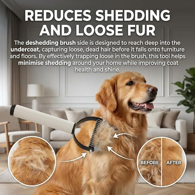 Vivanchor Pet Pro, Pet Pro Grooming Tool for Dogs, Dual Sided Pet Grooming Comb, Deshedding Brush Removes Tangles Knots,Dematting Comb for Dogs and Cats (Black)