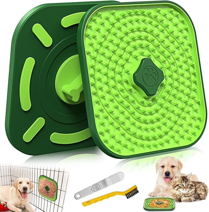 HOPET Licking Mat for Dogs Crate, Interactive Large 7.1" Size Lick Mats for Boredom Relief & Anxiety Reduction, Soft & Safe Peanut Butter Lick Pad for Training(Square-Shaped)