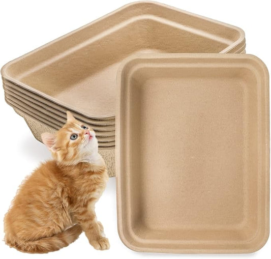 WUWEOT 8 Pack Disposable Cat Litter Box, Paper Cat Litter Tray Pet Litter Pan, 16.7" X 13" X 4" Travel Small Animal Clean Sifting Potty for Indoor Outdoor, Hamster, Guinea Pig, Mice, Bunny