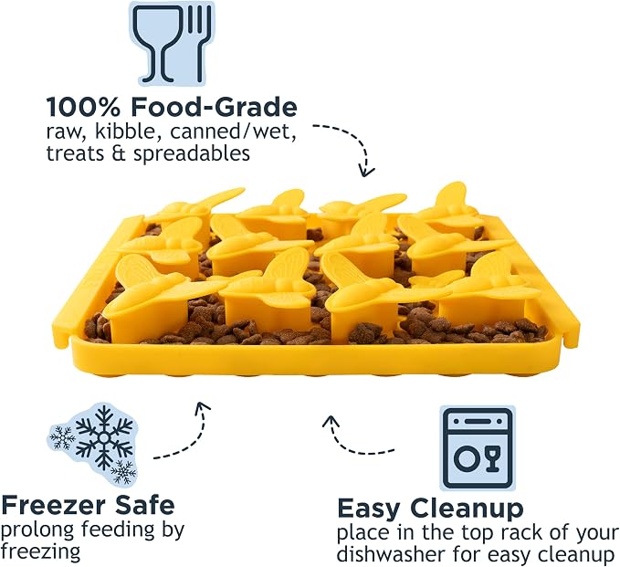 Tall Tails Bee Foraging Mat for Dogs and Cats – Slow Pet Feeder Puzzle Mat for Easy & Engaging Feeding