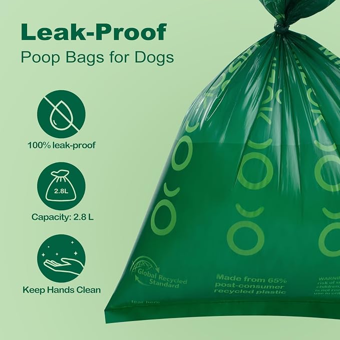 MIZOK Dog Poop Bags Rolls 270 Count & Pee Pads for Dogs 40 Counts - Large 28x34 Inches, 65% Recycled Material Poop Bags for Dogs, Leakproof, Extra Thick Durable, Charcoal Puppy Pads, Super Absorbent