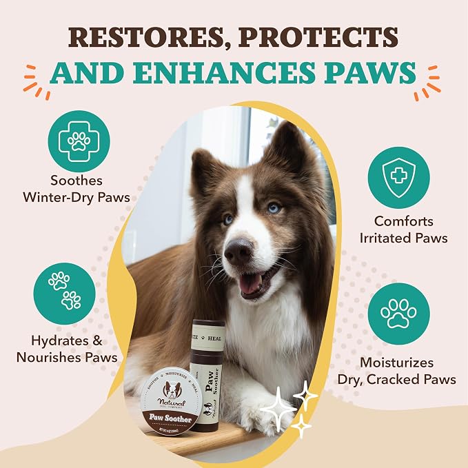Natural Dog Company PAWDICURE Bundle, Paw Soother + PawTection Dog Paw Balms, Protect and Heal Dry, Cracked Dog Paw Pads, Organic, All Natural Ingredients, 2oz Tins