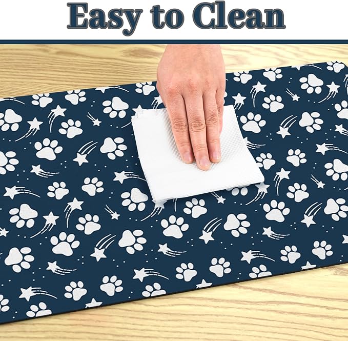 Dog Food Mat 17x30 Inch Pet Feeding Absorbent Mats for Floor Dog Cat Water Bowl Placemat Non-Slip Washable Pet Food and Water Mat