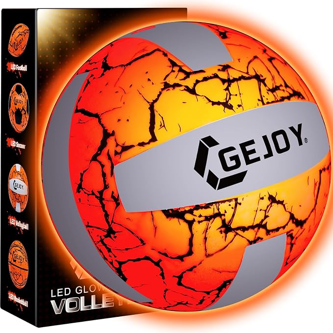 Gejoy Glow in The Dark Ball Gift, LED Light up Basketball Football Volleyball Official Size Ideal Gift for Adult Man Outdoor Sport Birthday Accessories Stuff