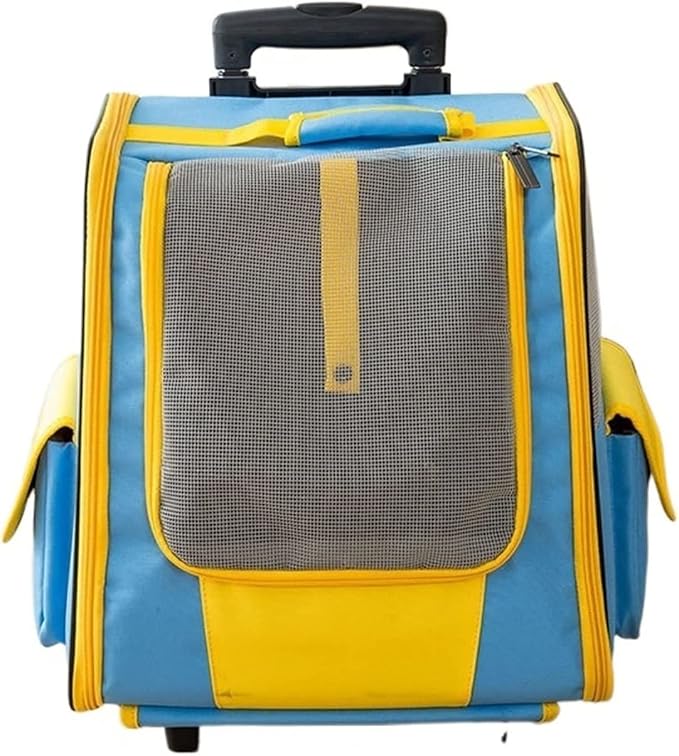 OLOTU Pet Backpack Breathable Mesh Pet Trolley Case, Go Out Portable Cat Backpack, Puppy Transport Carrier Pull Rod Box, Pet Travel Carrier Spacious