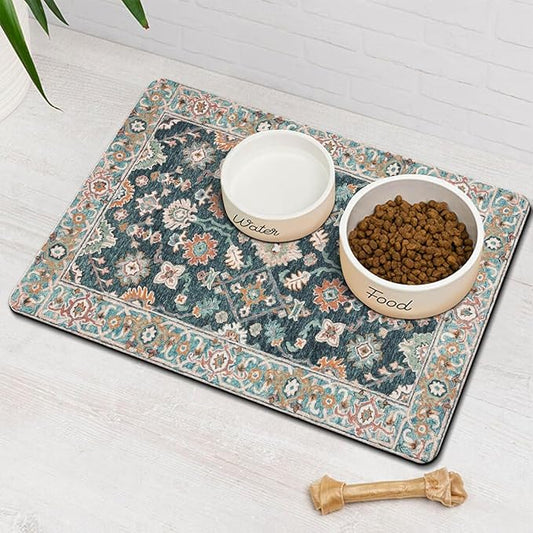 Dog Food Mat for Floors Waterproof Quick Dry Pet Placemat Cat Feeding Bowls Mats for Food and Water, Eco-Friendly Dog Accessories Diatomite Pets Supplies 12" X 20"