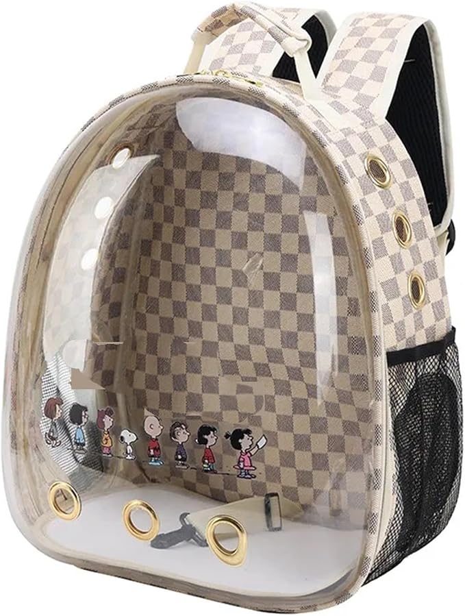Quality Carrier Bag Cat Portable Pet Carrier Designer Dog Cat Travel Bag Fashion Pet Backpack(Cartoon Beige)