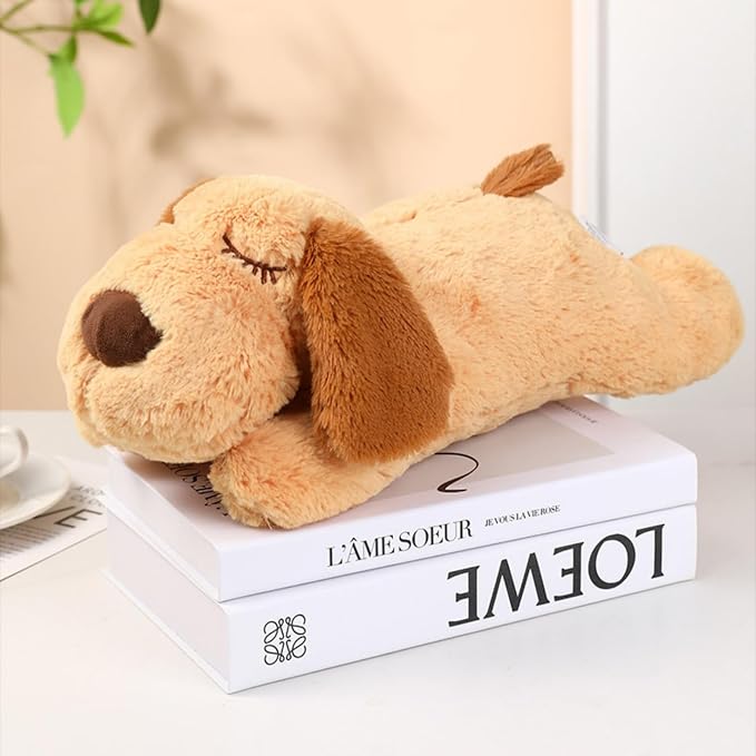 3T GROUP Puppy Heartbeat Toy for Dogs Sleep Aid Stuffed Animal with Heartbeat Toy for Puppy Essentials Pet Pillow Anxiety Relief Calming Toy(Yellow)