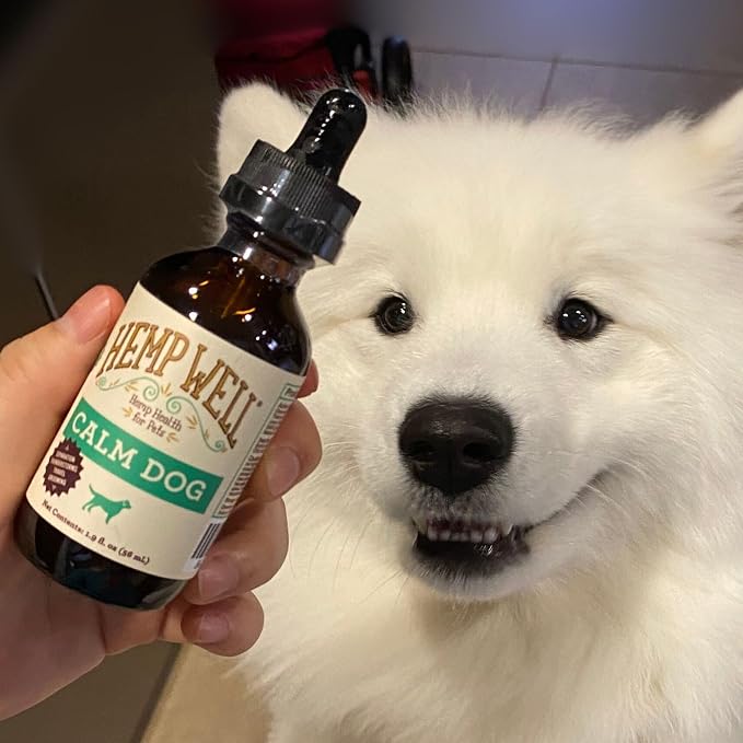 Hemp Well Calm Dog Oil, Calming Support for Dogs with Chamomile, Melatonin & Lemon Balm, Organic Hemp Seed Oil, Stress Support for Travel, Thunderstorms & Separation, 2 oz