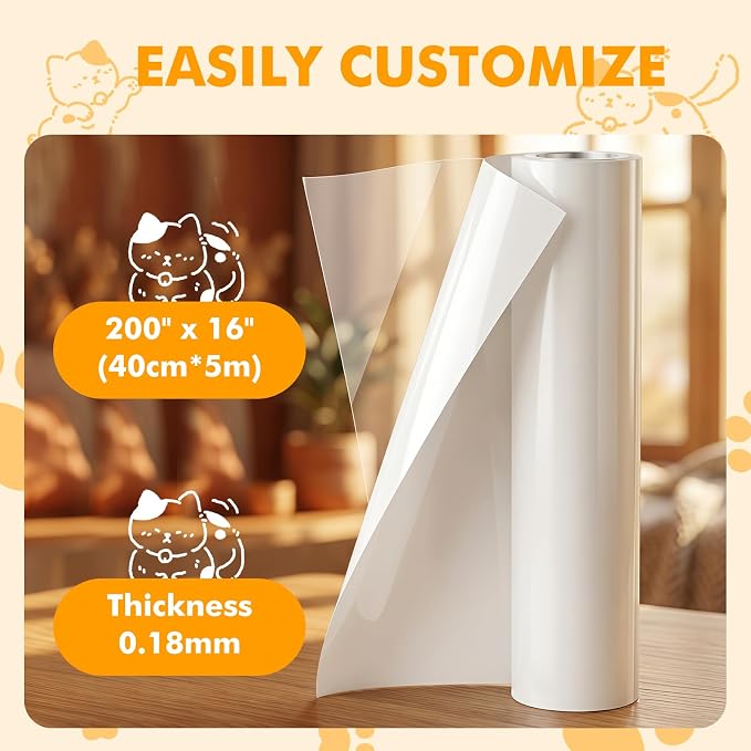 200"x16" Cat Scratch Furniture Protector, Transparent Couch Protector from Cat Claws, Self-Adhesive Anti Scratch Furniture Protector for Sofa Arms & Corners, Pet Proof Guards