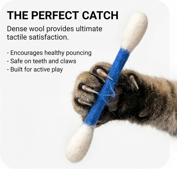 Glaciart One Wool Cat Toy Set with Organic Catnip | Interactive Cat Toys for Play, Exercise & Boredom Relief | Mouse, Lizard & Swabs