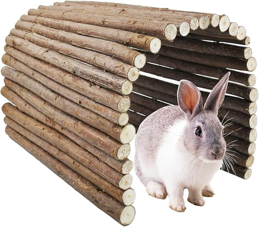 Wooden Bridge for Rabbits, Extra Large Wooden Hamster Bridge Ladder Bunny Climbing Chew Toy Small Animal Flexible Hideout Ramp Divider Tunnel for Guinea Pig Chinchilla Rabbit Ferret Hedgehog