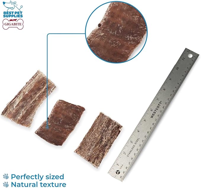GigaBite Beef Esophagus Dog Treats - Natural Gullet Sticks for Dogs, High Protein Single Ingredient Dog Chews, Rawhide Free Dental Dog Treats for All Dog Breeds - Strips Taffy, 1 Pound (Pack of 2)