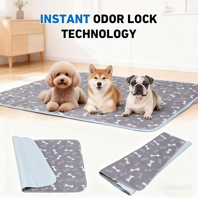 Puppy Pads with Pheromones,Washable Puppy Pee Pads for Dogs,Reusable Puppy Pads Washable for Dogs & Cats, Washable,Durable Leak-Proof & Anti-Slip Pet Training Pads for Home & Trave(Gray,L)