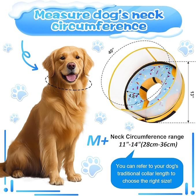 CNEO Inflatable Dog Cone Collar with Detachable Enhanced Anti-Licking Shield, Soft Neck Donut Collar for Dogs After Surgery, Adjustable Dog Cone Alternative for Large Medium Small Dogs & Cats