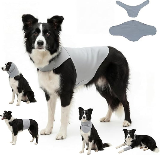 DAJIDALI® Dog & Cat Anxiety Vest & Spay Recovery Suit – Silent Adjustable Calming Wrap for Surgery & Thunderstorms – 2-Piece Cone & Recovery Onesie Alternative