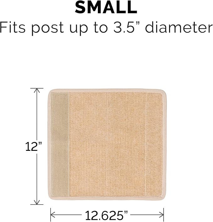 Furhaven Wrap Around Scratching Post Cover for Indoor Cats, Fits Posts Up to 3.5" Diameter, Durable & Less Mess - Tiger Tough Carpet Scratch Mat - Cream, Small