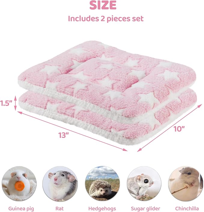 Amakunft 2 Pcs Guinea Pig Bed Mat Washable, Rabbit Winter Bed Pad for Indoor & Rabbit Pee Pads, Pet Toilet/ Potty Training Pads, Super Absorbent Guinea Pig Disposable Diaper