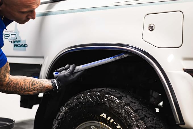 Detail Factory - Fender Well Brush - Ergonomic ProGrip Handle, Stiff Synthetic Bristles, Ergonomic Design, Clean Your Wheel Wells with Ease - Live Wire