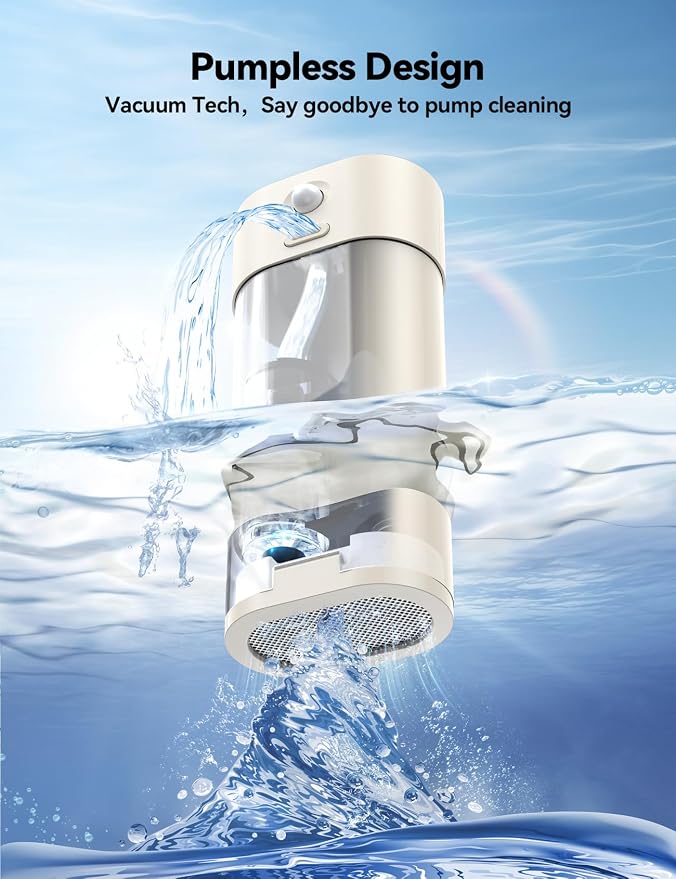 Pumpless Wireless Cat Water Fountain, FEELNEEDY 4L Battery Operated Pet Water Fountain for Cats Indoor, Motion Sensor Cat Drinking Fountain (Beige with 1Pack Filters)