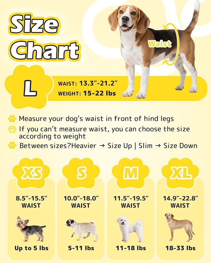 Dono Dog Diapers Female Large with Stretchy Waist, Disposable Pull Up Full Wrap Puppy in Heat Period Diapers, 360° Leak-Proof Super Absorbent Doggie for Small Medium Large Dogs
