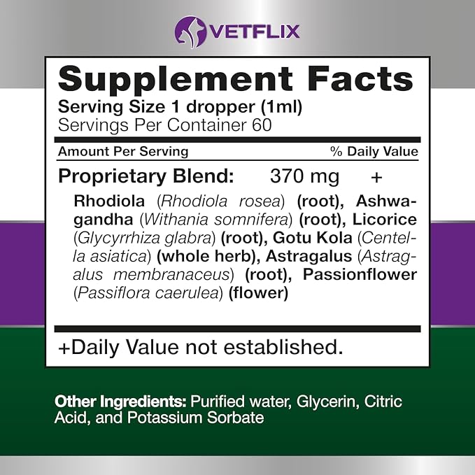 Adrenal Support Liquid Supplement for Dogs, Cats, Puppies & Kittens, 2 Oz | Cushing's and Kidney Support, Natural Endocrine Health Formula