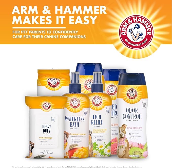 Arm & Hammer for Pets Itch Relief Dog Shampoo with Chamomile and Peppermint, Soothes Dry and Itchy Skin, pH Balanced, Free of Sodium Lauryl Sulfate and Parabens, 20 Fl Oz - 2 Pack