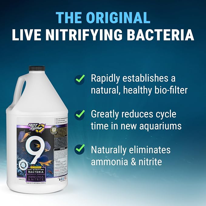 Fritz Aquatics FritzZyme 9 Live Nitrifying Bacteria Naturally Removes Amonia & Nitrite for Saltwater Fish (1-Gallon)