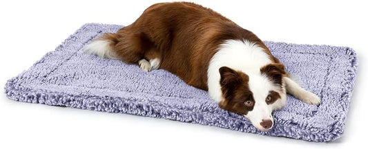 PELZIN Stoutwool Indestructible Dog Bed - Fluffy Chew Proof Dog Crate Pad - Tough Kennel Pad for Aggressive Chewers - Washable, Ideal for Large Breeds & Fits 36-Inch Crate - 35"x22", Jacaranda