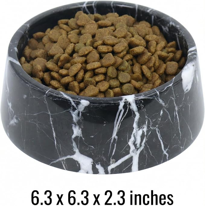 OOBOOB Natural Marble Dog Bowls, Heavy Non-Slip Pet Bowls, Minimalist Design with Unique Veining, Durable Dog Food & Water Bowls for Small to Medium Dogs & Cats