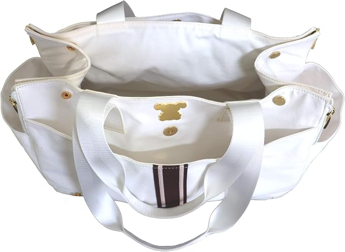 Shell Tote (Shell Tote ONLY for USE with Base PET Carrier, Stripe Canvas- White/Brown)