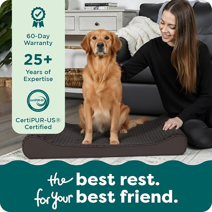 FurHaven Ultra Plush & Suede Luxe Lounger Orthopedic Pet Bed, Chocolate, JumboPlus