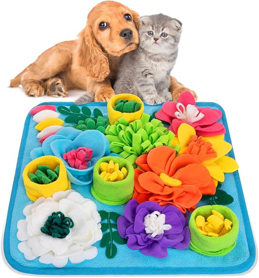 Snuffle Mat for Dogs, Sniff Mat Slow Feeding Mat for Small Pets Cats, Rabbits - Help Stress Relief and Training - Stimulate Your Pet's Foraging Skills! (Sky Blue)