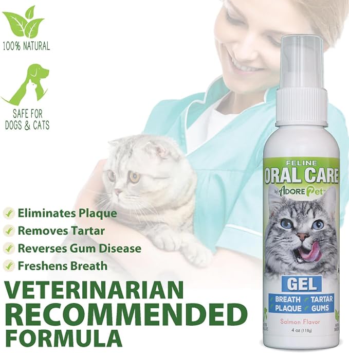 Adore Pet Complete Oral Care Gel for Cats, Salmon, 4 oz