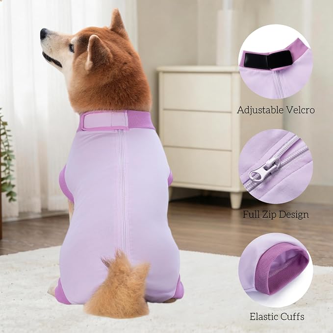 Dog Recovery Suit After Surgery, Abdominal Wound Protection Onesie, Anti-Licking Substitute for E-Collar & Cone, Relieves Anxiety, Easy to Put On, Suitable for Male & Female Dogs (Lavender, X-Large)
