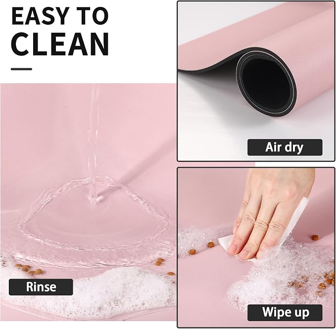 HotLive Dog Food Mat - Absorbent Cat Mat for Food and Water, No Stains Pet Feeding Bowl Mat, Easy to Clean Pet Placemats, Quick Dry Dog Water Dispenser Mat for Messy Drinkers | Paw Pink 12"x 19"